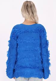 IZIA Pullover Blau mit Fransen