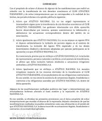 Aclaración de Kevin Viveros.