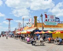 Image of Coney Island Beach and Boardwalk in New York City