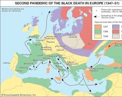 Image of Map of Black Death spread Europe