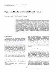 Psychosocial Predictors of Health Status Revisited. <b>Marcelline Fusilier</b> <b>...</b> - 000