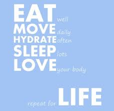 EAT well. MOVE daily. HYDRATE often. SLEEP lots. LOVE your body ... via Relatably.com