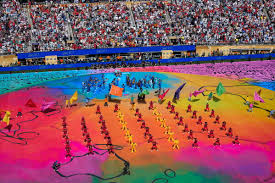 Performers take to the stage at the World Cup final, in photos
