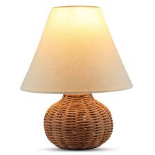Amazon.com: 11" Small Mini Wicker Table Lamp, Dimmable ...