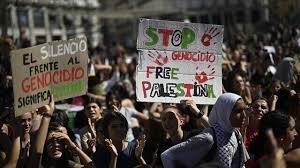 تظاهرات در چند شهر اسپانیا برای همبستگی با فلسطینیان
