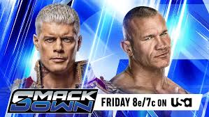 WWE Friday Night SmackDown October 16 2026 arena with Cody Rhodes and Randy Orton face to face in the ring