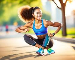 woman jogging in a park with a smile on her faceの画像