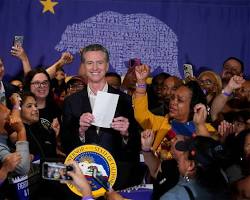 Image of happy fast food worker holding a $20 bill