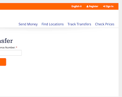 Image of Ria Money Transfer website tracking page
