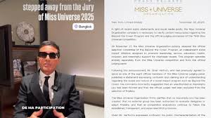 Miss Universo 2025: Juez renuncia y denuncia presunta votación secreta; la organización responde con comunicado