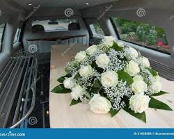 Image of Un sicriu decorat cu flori întro capelă