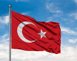 Turkish flag waving in the wind resmi