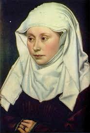 Artist: Robert Campin. Completion Date: c.1430. Style: Northern Renaissance. Genre: portrait. Technique: oil. Material: wood. Dimensions: 40 x 27 cm - portrait-of-a-woman