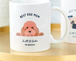 various dog mugs with different designsの画像