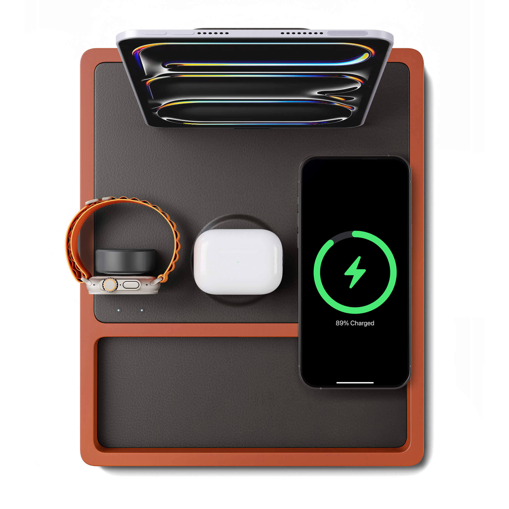 QUAD TRAY Black 4-in-1 MagSafe Oak Wireless Charger