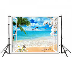 Hình ảnh về Backdrop vải 3D bãi biển