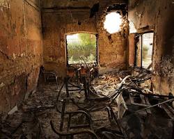 destroyed building in Kunduz