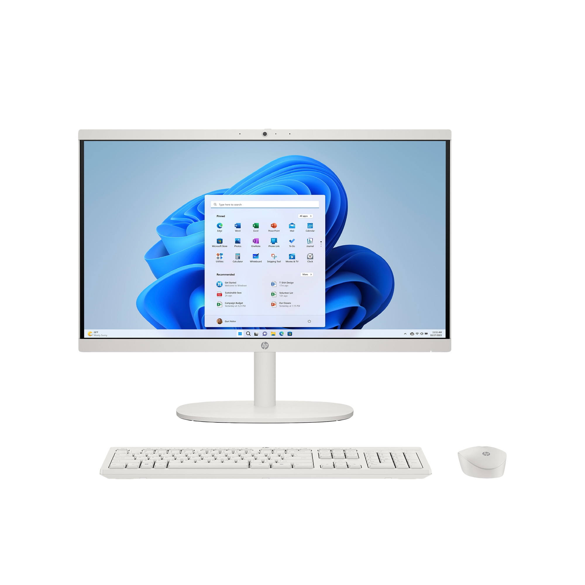 Hp 21.45 inch All-in-One Desktop PC FHD Pentium 8GB 128 SSD Windows 11 Home in S Mode Cashmere