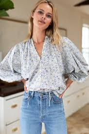Elina Blouse - Indigo + Purple Calico - Emerson Fry