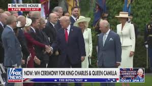 Watch: Awkward moment Trump cuts ahead in handshake line with King and Queen