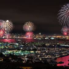 Fireworks light up the San Diego Bay during Big Bay Boom celebration