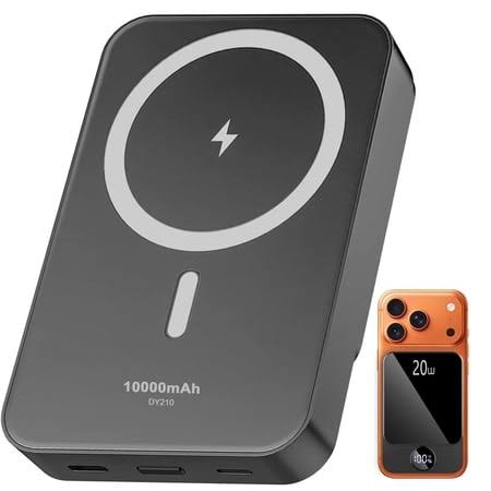 Magnetic Wireless Portable Charger 10000mAh Power Bank with PD20w Fast Charging USB C in&Out Battery Pack