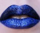 Blue glitter lipstick