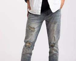 Hình ảnh về Quần jeans slim fit, quần jeans ống rộng, quần jeans rách