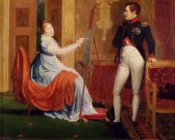 Image of Napoleon with Empress MarieLouise affectionate painting