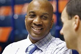 The University of Richmond&#39;s new athletic director, Keith Gill (left) talks with women&#39;s basketball coach Michael Shafer. - 50c7f99c5739e.image