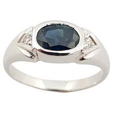 Blue Sapphire with Diamond Ring Set in 18 Karat White Gold ...