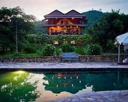 A tranquil view of The Vine Retreat in Kep, Cambodia.