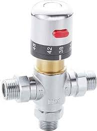 Fyeer 3-Way Thermostatic Mixing Valve, Solid Brass, 1/2" IPS ...