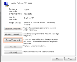 Obraz: Przywróć sterownik do poprzedniej wersji
