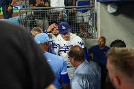 Dodgers’ Freddie Freeman appears to avoid serious injury in fall down dugout steps