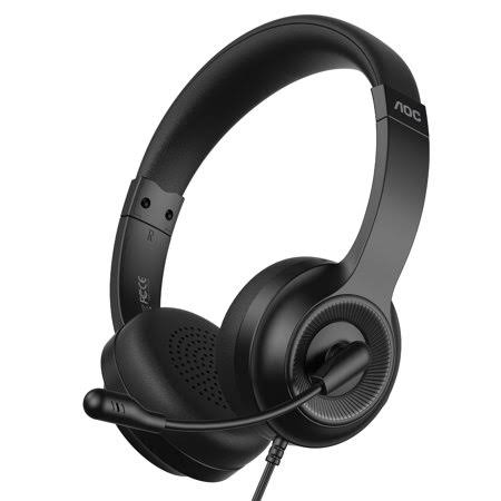 Aoc Wired Call Center Headset With Microphone Noise Cancelling and 270 Rotatable Mute Boom, Volume Control headphone for Customer Service, Mac, Laptop