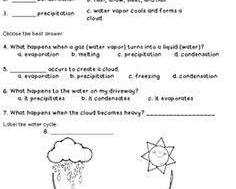 Image of Middle school science test on water cycle