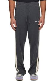 Gray Classic Logo Knit Track Pants by Palm Angels on Sale