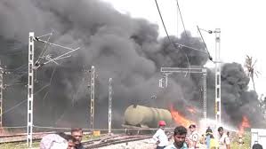 Tamil Nadu: Goods train carrying diesel catches fire near Tiruvallur, train services disrupted
