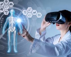 Image of student using VR technology to explore the human body