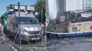 VIDEO: Mobile food van torched as arrests made at Notting Hill Carnival