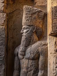 Ancient ᴀssyrian palace with intricate reliefs and historical artifacts | Premium AI-generated image
