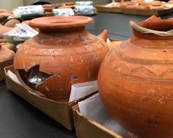 Image of Traditional Cambodian ceramics and pottery on display