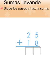 Resultado de imagen de SUMAS LLEVÁNDOSE DOS CIFRAS