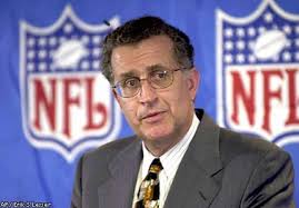 Regarding the XFL, Paul Tagliabue (seen here at a press conference last year) said, &quot;It&#39;s a minor aspect of what we worry about. - 628x471