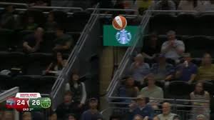Natisha Hiedeman with the last basket of the period