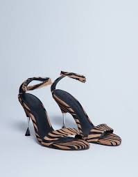 Topshop Fran real leather pony with metal high heel in tiger ...