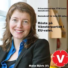 EU-debatt mellan Vänsterpartiets Malin Björk och Folkpartiets Staffan Werme som båda kandiderar till Europaparlamentsvalet. - Malin-Bj%25C3%25B6rk