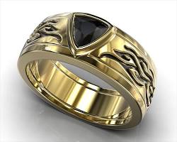 Image of Black Diamond Tribal Ring for men