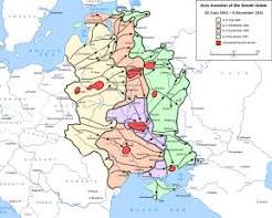 Image of map showing the German advance and subsequent Soviet counteroffensive during the Battle of Moscow